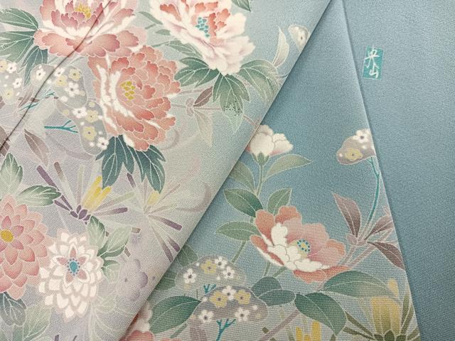 平和屋着物●訪問着 友禅 作家物 央山 枝花文 暈し染め 正絹 逸品 AABF6045ph