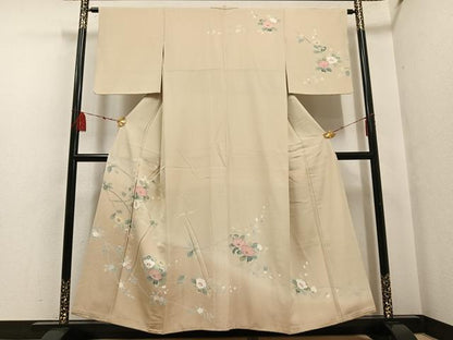 平和屋着物●訪問着 友禅 枝椿 暈し染め 正絹 逸品 AABF6046ph