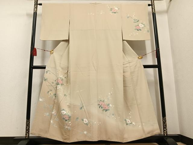 平和屋着物●訪問着 友禅 枝椿 暈し染め 正絹 逸品 AABF6046ph