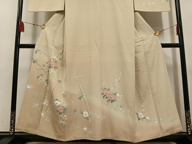 平和屋着物●訪問着 友禅 枝椿 暈し染め 正絹 逸品 AABF6046ph