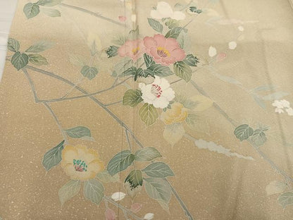 平和屋着物●訪問着 友禅 枝椿 暈し染め 正絹 逸品 AABF6046ph