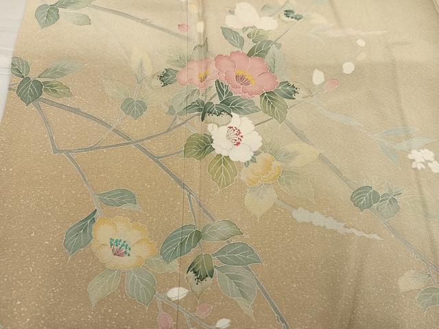 平和屋着物●訪問着 友禅 枝椿 暈し染め 正絹 逸品 AABF6046ph