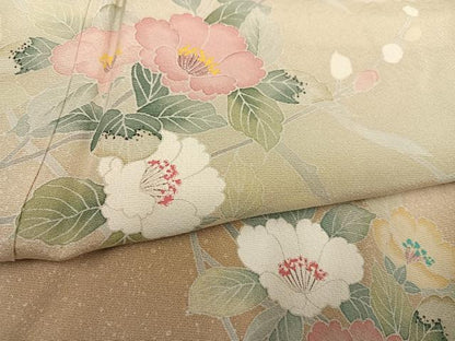 平和屋着物●訪問着 友禅 枝椿 暈し染め 正絹 逸品 AABF6046ph