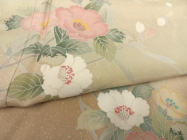 平和屋着物●訪問着 友禅 枝椿 暈し染め 正絹 逸品 AABF6046ph