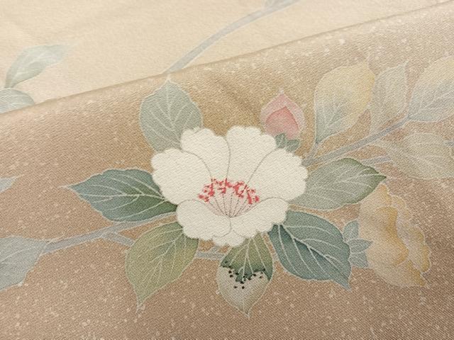 平和屋着物●訪問着 友禅 枝椿 暈し染め 正絹 逸品 AABF6046ph