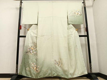 平和屋着物●金彩友禅 卓越技能者・名工・和田光正 訪問着 花筏文 暈し染め 金銀彩 正絹 逸品 AABF6047ph