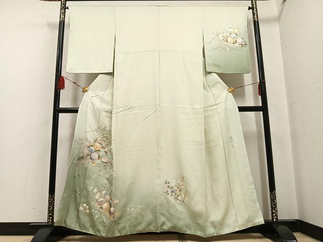 平和屋着物●金彩友禅 卓越技能者・名工・和田光正 訪問着 花筏文 暈し染め 金銀彩 正絹 逸品 AABF6047ph