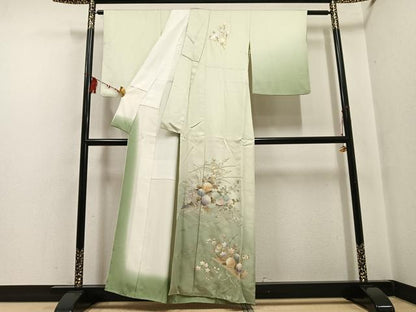 平和屋着物●金彩友禅 卓越技能者・名工・和田光正 訪問着 花筏文 暈し染め 金銀彩 正絹 逸品 AABF6047ph