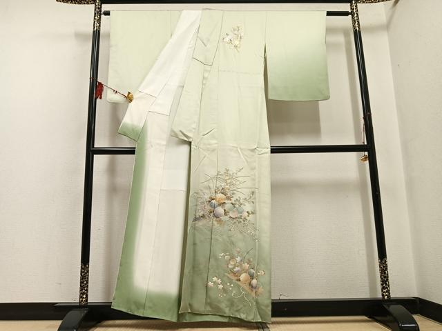 平和屋着物●金彩友禅 卓越技能者・名工・和田光正 訪問着 花筏文 暈し染め 金銀彩 正絹 逸品 AABF6047ph