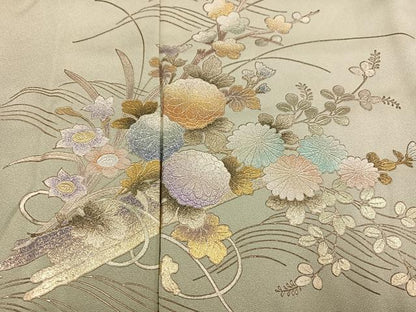 平和屋着物●金彩友禅 卓越技能者・名工・和田光正 訪問着 花筏文 暈し染め 金銀彩 正絹 逸品 AABF6047ph