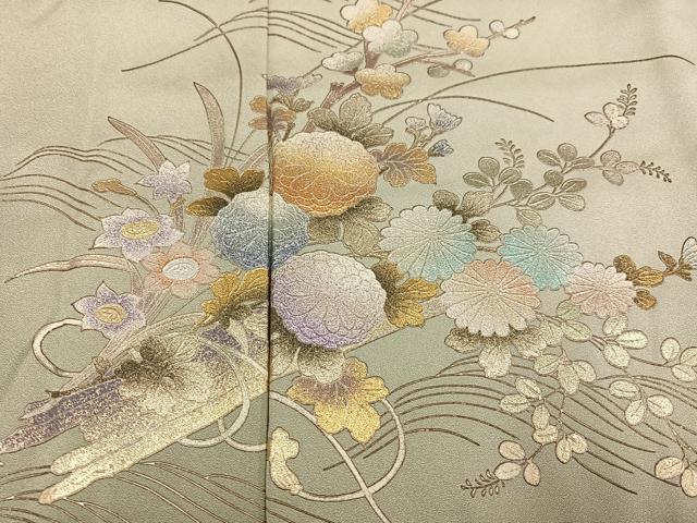 平和屋着物●金彩友禅 卓越技能者・名工・和田光正 訪問着 花筏文 暈し染め 金銀彩 正絹 逸品 AABF6047ph