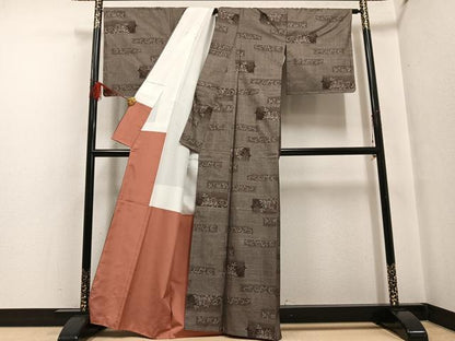 平和屋着物●本場大島紬 カタス9マルキ 花唐草文 正絹 逸品 未使用 AABF6050ph