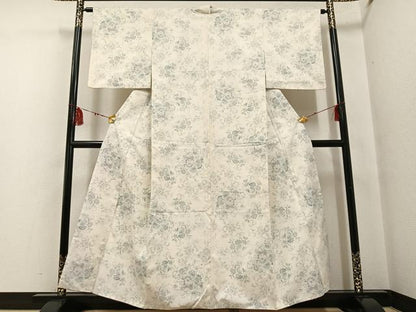 平和屋着物●本場大島紬　白大島　カタス7マルキ　花唐草文　三越扱い　正絹　逸品　AABF6051ph