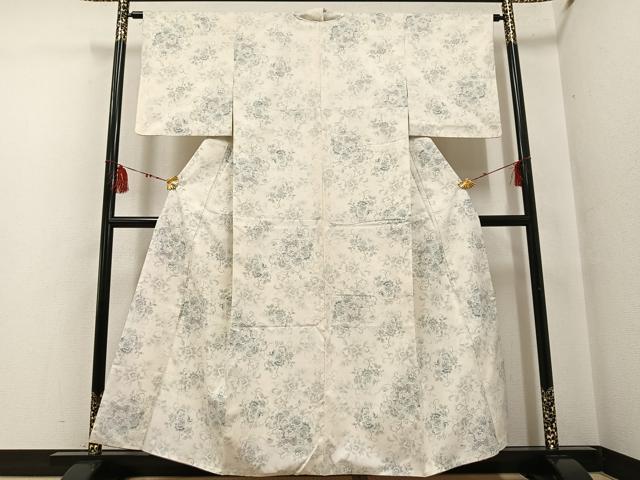 平和屋着物●本場大島紬　白大島　カタス7マルキ　花唐草文　三越扱い　正絹　逸品　AABF6051ph