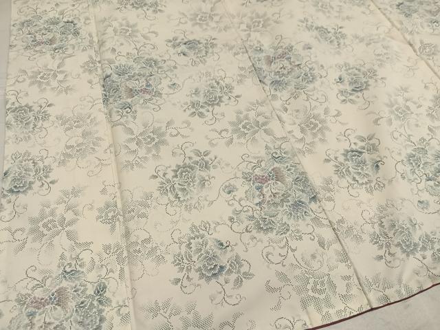 平和屋着物●本場大島紬　白大島　カタス7マルキ　花唐草文　三越扱い　正絹　逸品　AABF6051ph