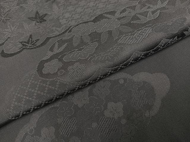 平和屋着物●上質な色無地 松竹梅 煤色 雲重ね地紋 正絹 逸品 AABF6056ph