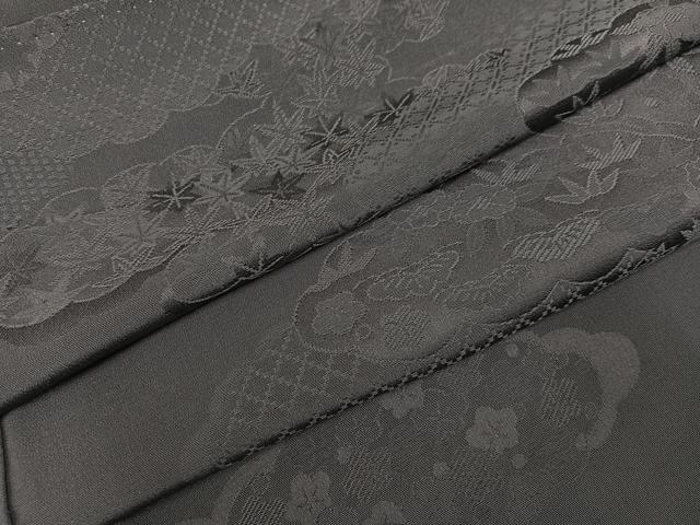 平和屋着物●上質な色無地 松竹梅 煤色 雲重ね地紋 正絹 逸品 AABF6056ph