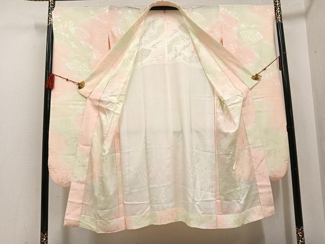 平和屋着物●豪華振袖・長襦袢(無双仕立て)セット 駒刺繍 貝桶群鶴草花文 金彩 正絹 逸品 AABF6059ph