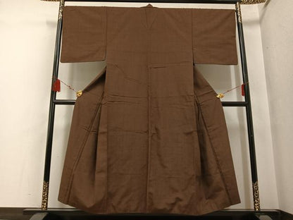 平和屋着物●男性 紬 色無地 憲法色 正絹 逸品 AABF6064ph