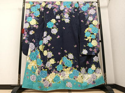 平和屋着物●豪華振袖 薔薇 暈し染め やまと誂製 正絹 逸品 AABF6067ph