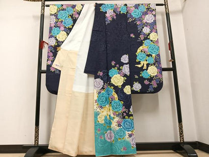 平和屋着物●豪華振袖 薔薇 暈し染め やまと誂製 正絹 逸品 AABF6067ph
