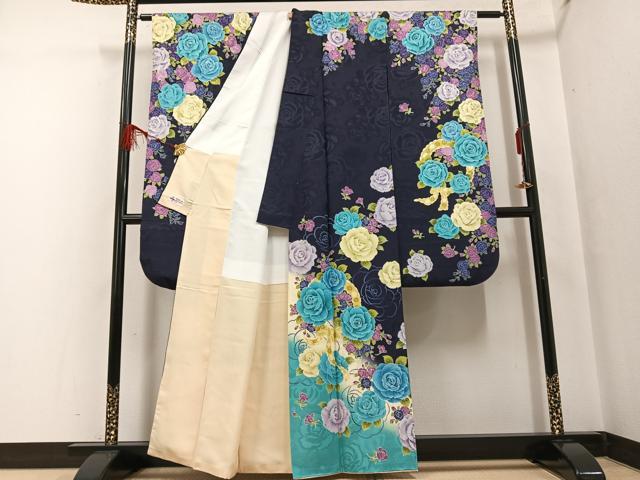 平和屋着物●豪華振袖 薔薇 暈し染め やまと誂製 正絹 逸品 AABF6067ph