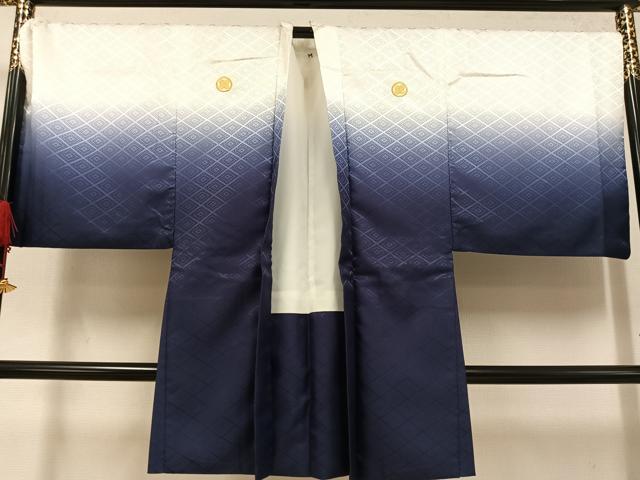 平和屋着物●男性 色紋付 羽織セット 花菱地紋 洗える着物 AABF6072ph
