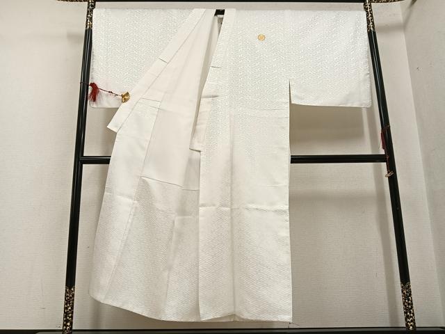 平和屋着物●男性 色紋付 羽織セット 紗綾形地紋 象牙色 洗える着物 AABF6073ph