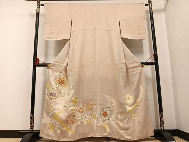 平和屋着物●豪華色留袖 友禅 作家物 明美 駒刺繍 更紗文様 金彩 正絹 逸品 AABF6074ph