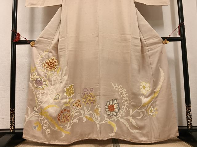 平和屋着物●豪華色留袖 友禅 作家物 明美 駒刺繍 更紗文様 金彩 正絹 逸品 AABF6074ph