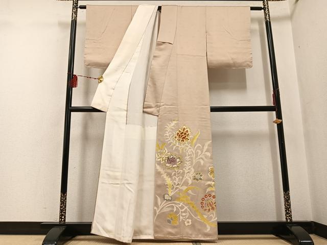 平和屋着物●豪華色留袖 友禅 作家物 明美 駒刺繍 更紗文様 金彩 正絹 逸品 AABF6074ph