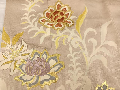 平和屋着物●豪華色留袖 友禅 作家物 明美 駒刺繍 更紗文様 金彩 正絹 逸品 AABF6074ph