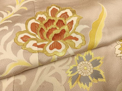 平和屋着物●豪華色留袖 友禅 作家物 明美 駒刺繍 更紗文様 金彩 正絹 逸品 AABF6074ph