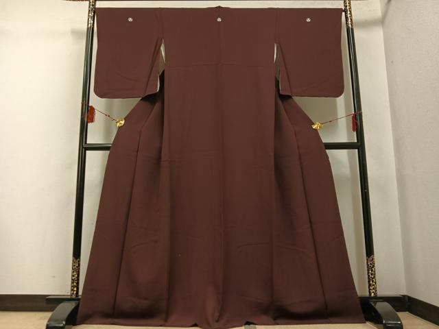 平和屋着物●上質な色無地 黒鳶色 正絹 逸品 AABF6075ph