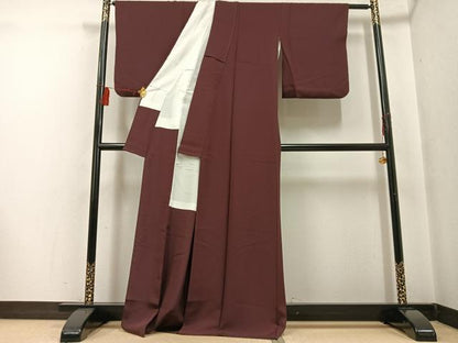 平和屋着物●上質な色無地 黒鳶色 正絹 逸品 AABF6075ph