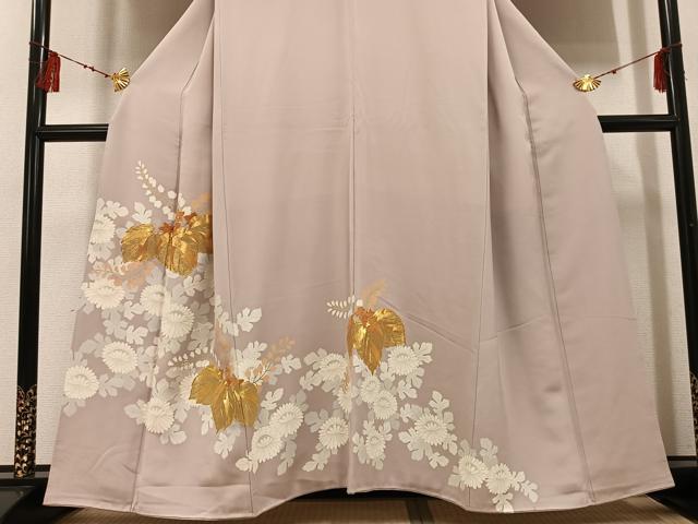 平和屋着物●豪華色留袖 駒刺繍 草花文 正絹 逸品 AABF6076ph
