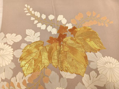 平和屋着物●豪華色留袖 駒刺繍 草花文 正絹 逸品 AABF6076ph