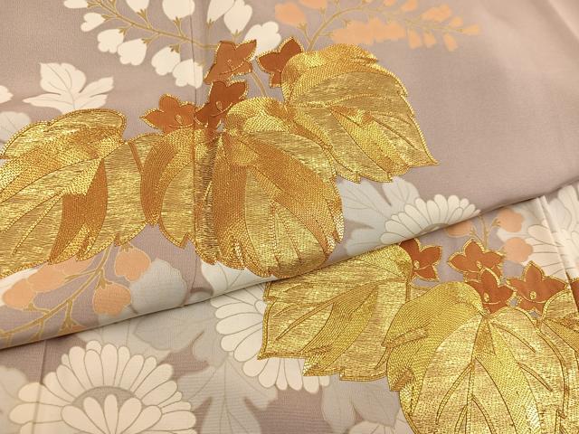平和屋着物●豪華色留袖 駒刺繍 草花文 正絹 逸品 AABF6076ph