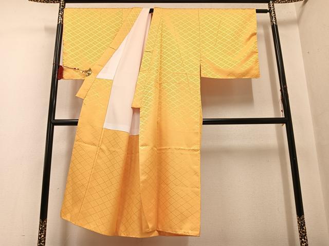 平和屋着物●男性 色紋付 羽織セット 萱草色 洗える着物 AABF6077ph