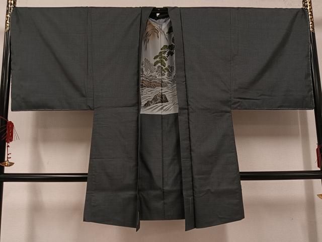 平和屋着物●男性 本場大島紬 アンサンブル 100亀甲 総詰め 正絹 逸品 未使用 AABF6078ph