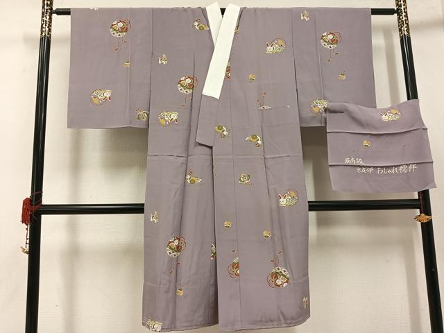 平和屋着物●長襦袢 無双仕立て 京友禅 雪輪兎花文 馬 反端付き 正絹 逸品 AABF6079ph
