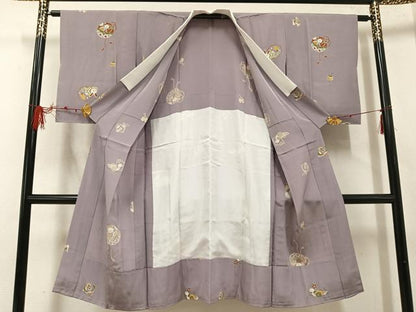 平和屋着物●長襦袢 無双仕立て 京友禅 雪輪兎花文 馬 反端付き 正絹 逸品 AABF6079ph