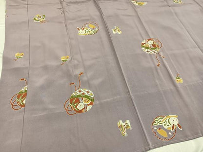 平和屋着物●長襦袢 無双仕立て 京友禅 雪輪兎花文 馬 反端付き 正絹 逸品 AABF6079ph