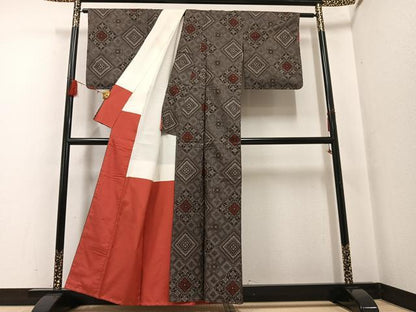 平和屋着物●本場大島紬　龍郷絣　正絹　逸品　未使用　AABF6082ph