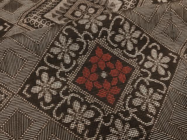 平和屋着物●本場大島紬　龍郷絣　正絹　逸品　未使用　AABF6082ph