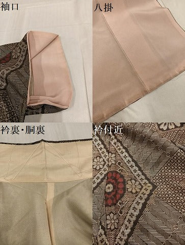 平和屋着物●本場大島紬 龍郷絣 正絹 逸品 AABF6087ph