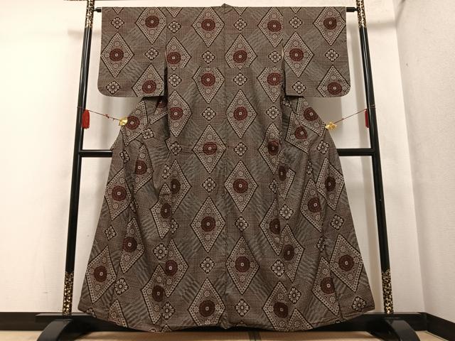 平和屋着物●本場大島紬 龍郷絣 正絹 逸品 AABF6087ph