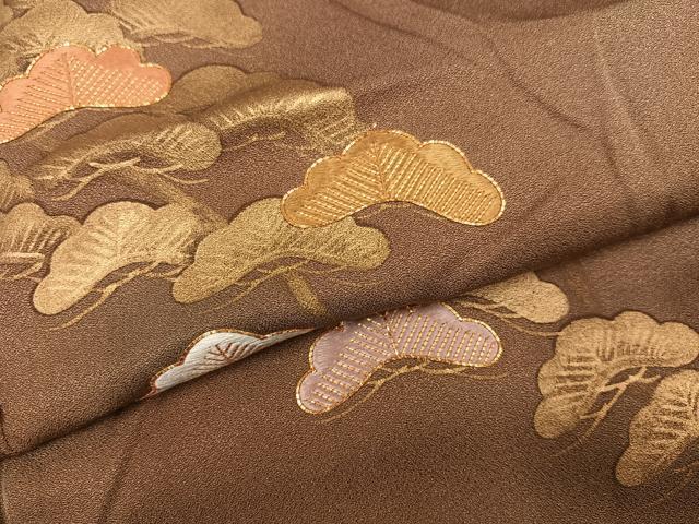 平和屋着物●訪問着 手描き 駒刺繍 松 暈し染め 正絹 逸品 未使用 AABF6088ph