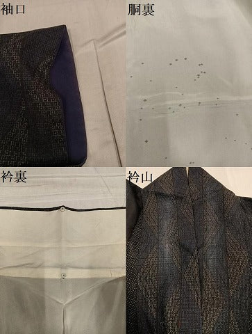 平和屋着物●本場結城紬 重要無形文化財 80亀甲 間道 正絹 逸品 AABF6090ph