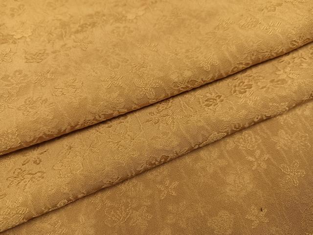 平和屋着物●上質な色無地 花地紋 黄枯茶色 正絹 逸品 AABF6098ph